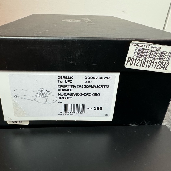 Versace Logo Pool Slides Black & White Sz 38 - Picture 7 of 9